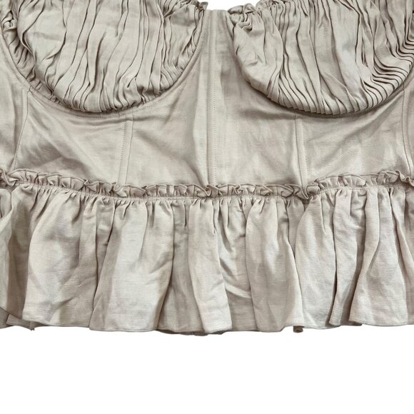 Brock Collection x H&M Organic Linen Pleated Peplum Corset Blouse Cream XXL NWT - Picture 6 of 11